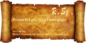 Rosenblat Szilveszter névjegykártya